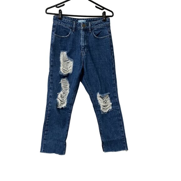 Show Me Your MuMu Denim - Show Me Your Mumu Womens Brooklyn High Waist Frayed Hem Distressed Jeans Size 26